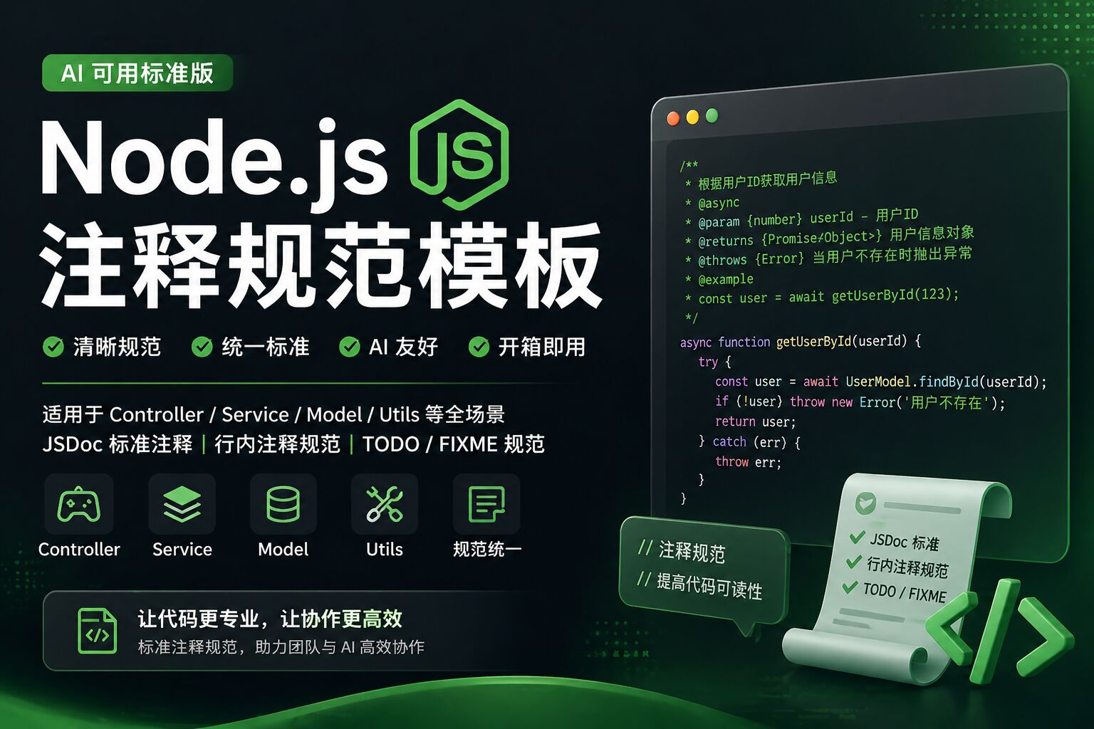 Node.js 注释规范模板（AI 可用标准版）
